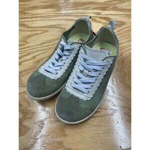 On Foot 14001 Women 5.5 Green Suede Lace Up Low Top Perforated Athletic Sneakers